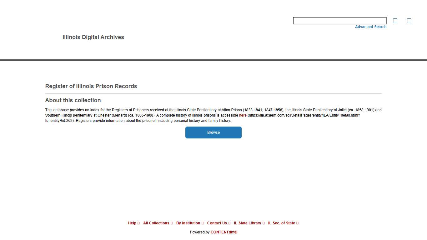 Register of Illinois Prison Records - Illinois Digital Archives